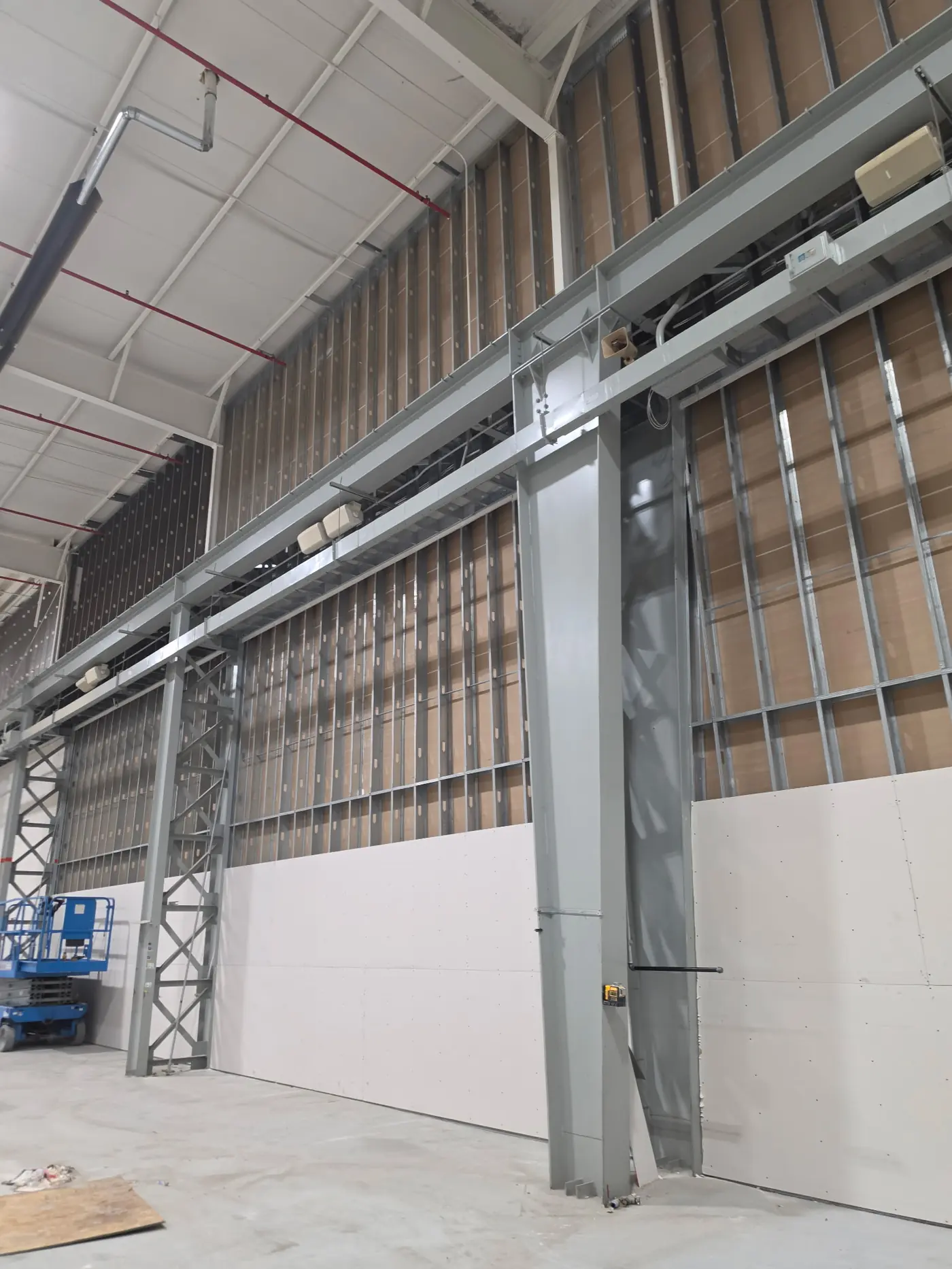 Tall metal stud framing structure built for a commercial facility